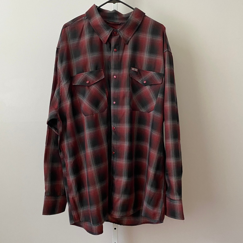 Dixxon 4X Red The Count Flannel Shirt D-Tech Plaid Snap Button Long Sleeve Mens